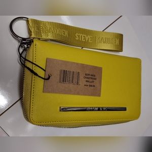 Steve Madden Chartruse Wallet with Wrist Strap Yellow Color